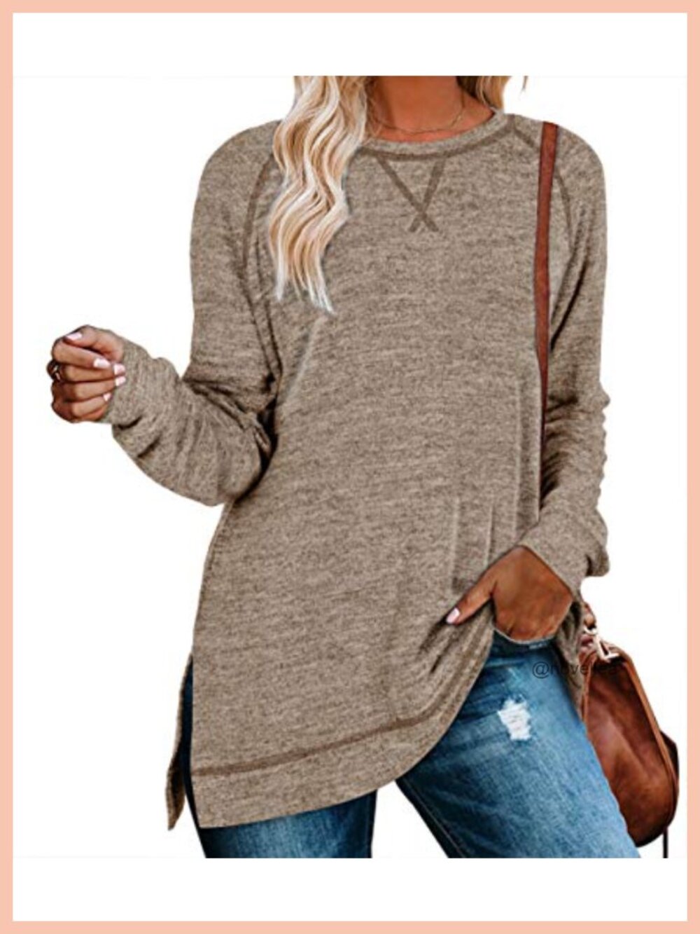 Women's Long Sleeve Tunic Top Loose Fit Crewneck Pullover for Leggings